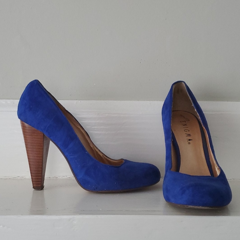 Enigma Blue Suede Heels